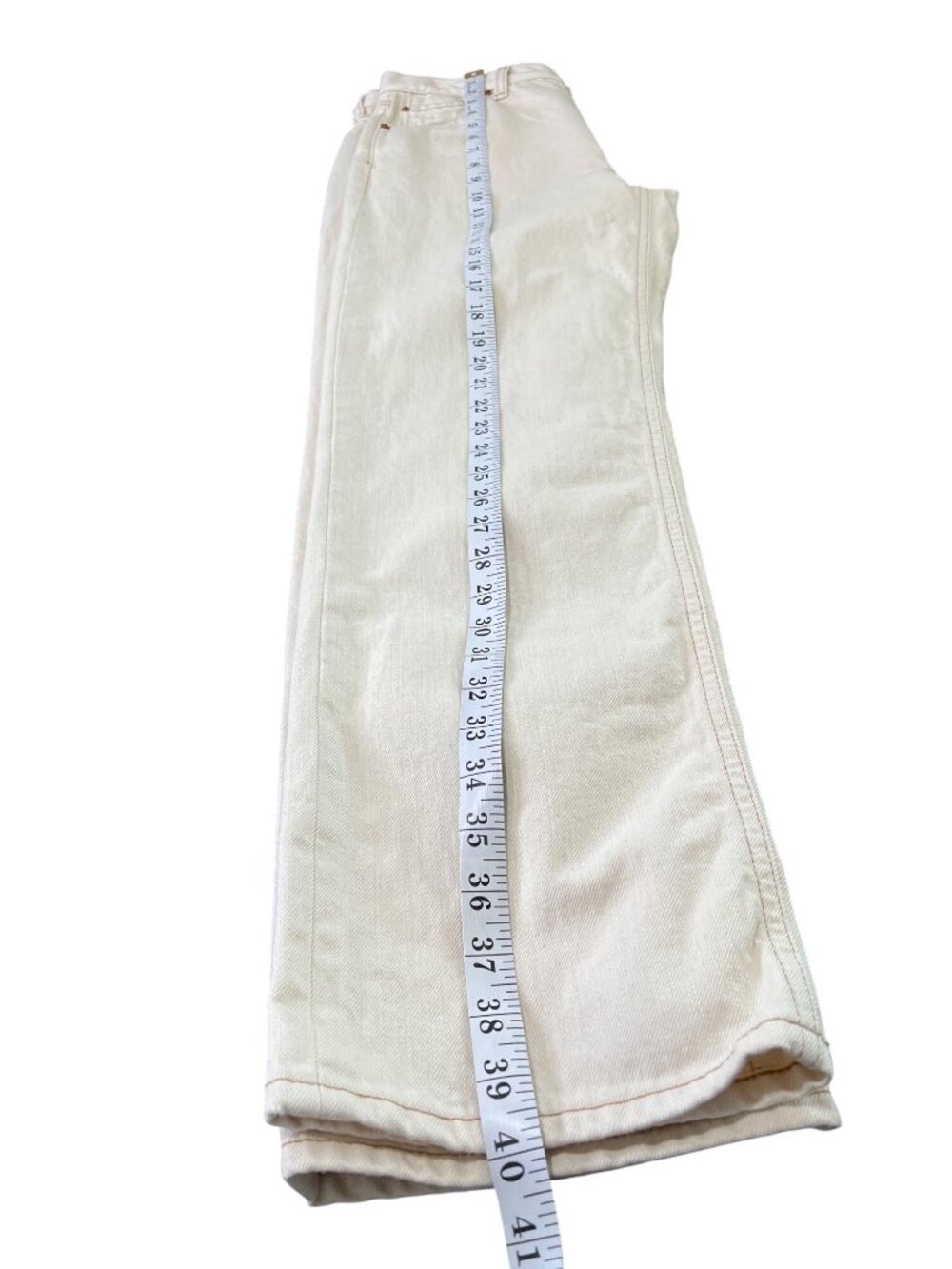 Alex Mill Womens Size 29x30 Bev Jeans Relaxed Straight Button-Fly Ecru Cream USA - Picture 7 of 11